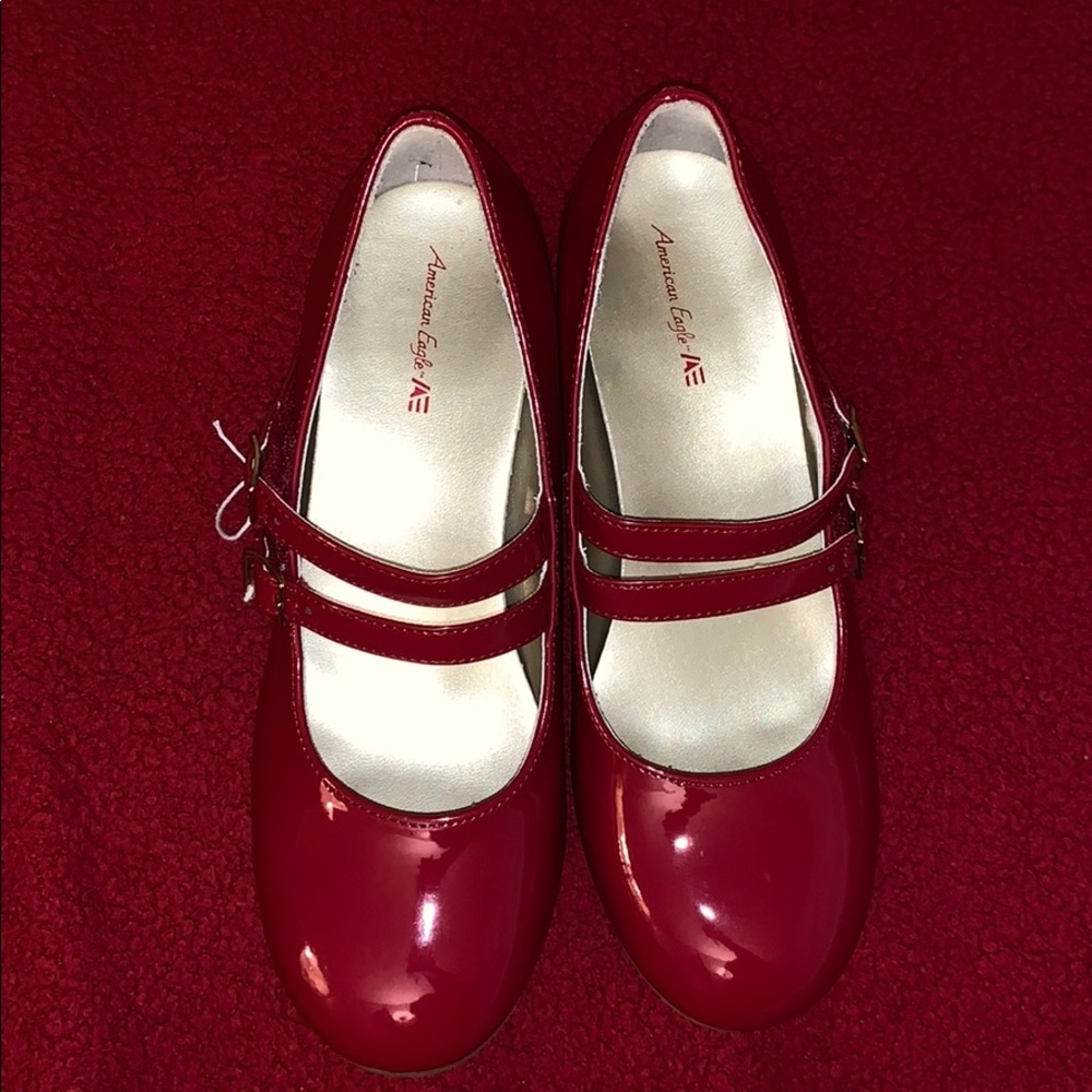 Red patent leather shoes